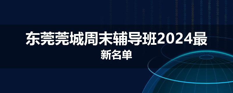 东莞莞城周末辅导班2024最新名单