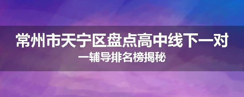 常州市天宁区盘点高中线下一对一辅导排名榜揭秘