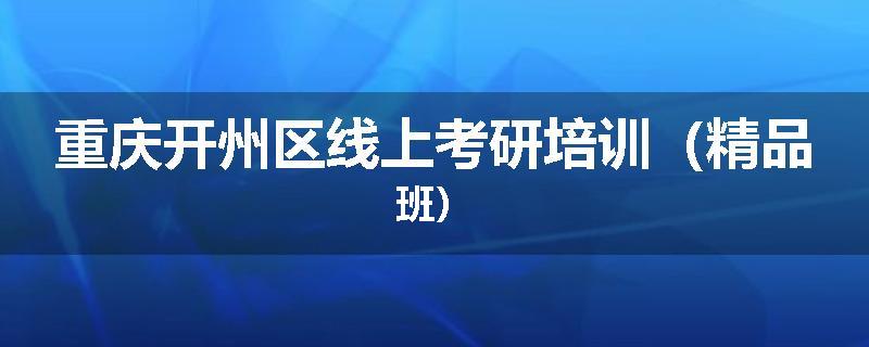 重庆开州区线上考研培训（精品班）
