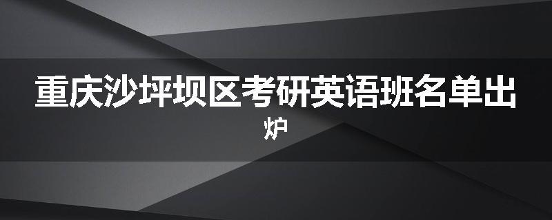 重庆沙坪坝区考研英语班名单出炉