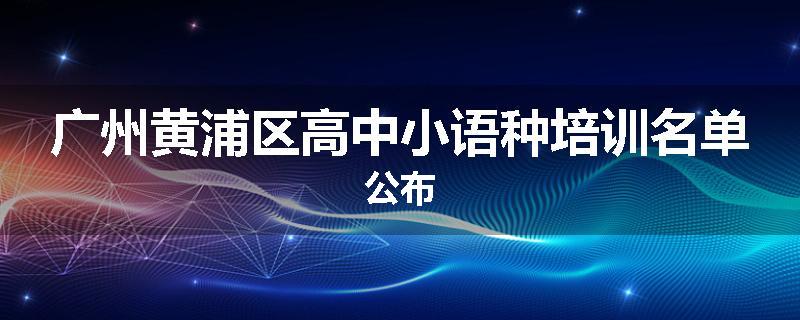 广州黄浦区高中小语种培训名单公布