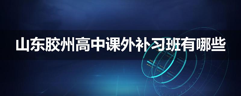 山东胶州高中课外补习班有哪些