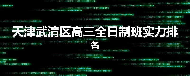 天津武清区高三全日制班实力排名