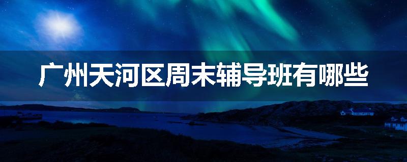 广州天河区周末辅导班有哪些