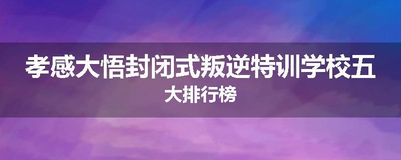 孝感大悟封闭式叛逆特训学校五大排行榜