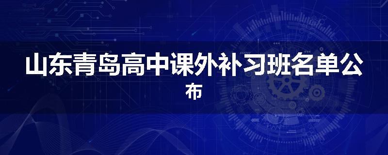 山东青岛高中课外补习班名单公布