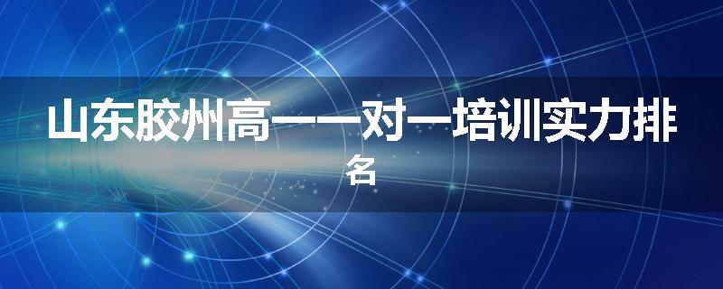 山东胶州高一一对一培训实力排名