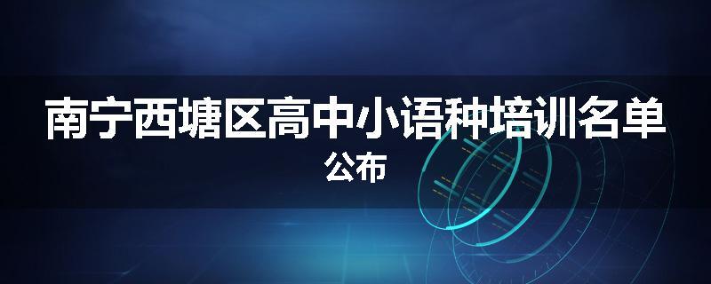 南宁西塘区高中小语种培训名单公布