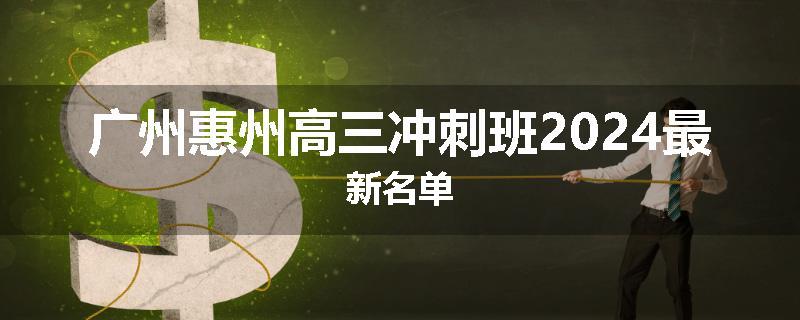 广州惠州高三冲刺班2024最新名单
