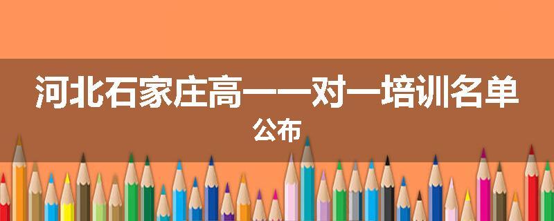 河北石家庄高一一对一培训名单公布