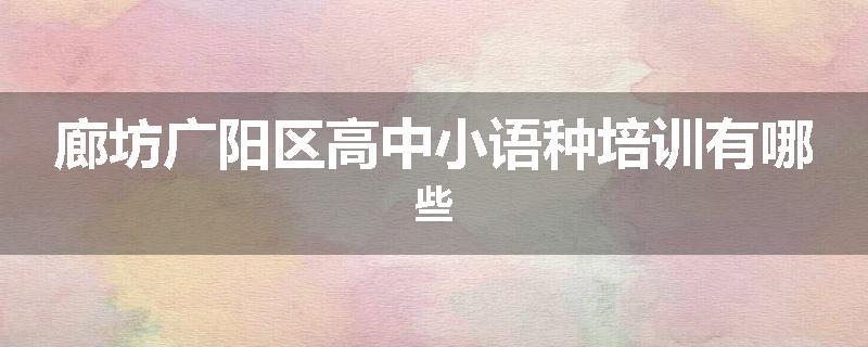廊坊广阳区高中小语种培训有哪些