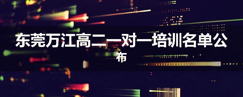 东莞万江高二一对一培训名单公布