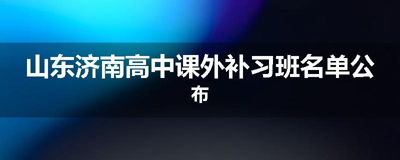 山东济南高中课外补习班名单公布