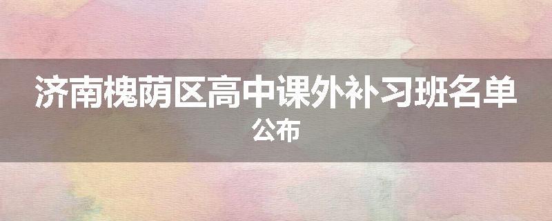 济南槐荫区高中课外补习班名单公布
