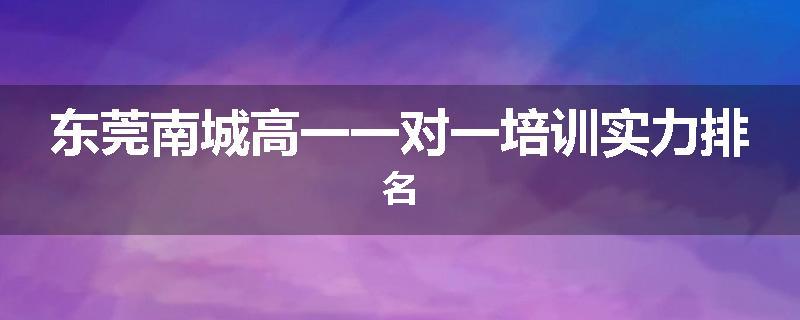 东莞南城高一一对一培训实力排名