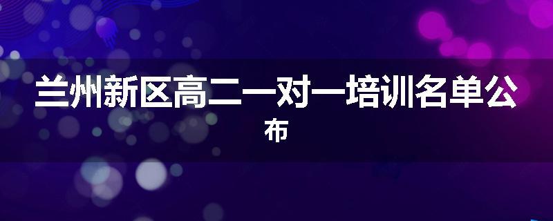兰州新区高二一对一培训名单公布