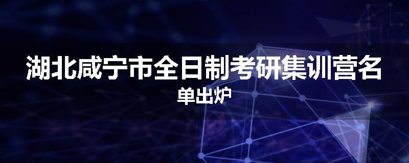 湖北咸宁市全日制考研集训营名单出炉