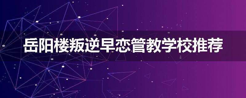 岳阳楼叛逆早恋管教学校推荐