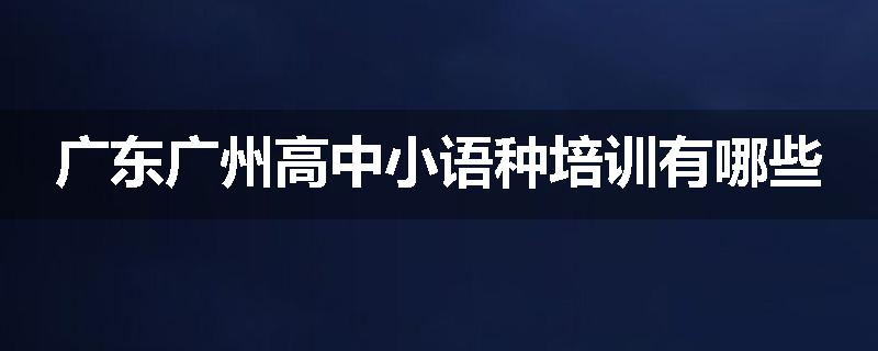 广东广州高中小语种培训有哪些