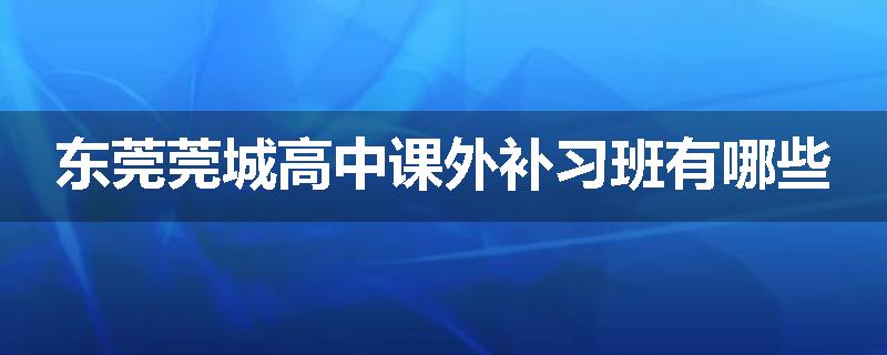 东莞莞城高中课外补习班有哪些