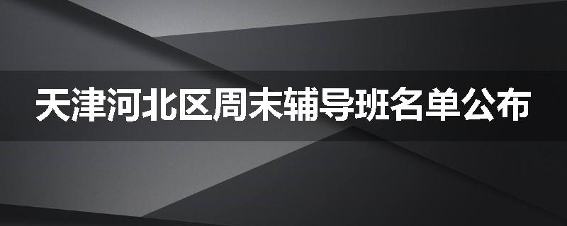 天津河北区周末辅导班名单公布