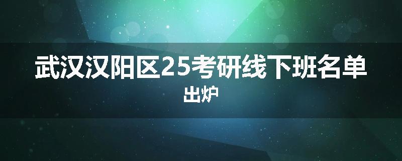 武汉汉阳区25考研线下班名单出炉