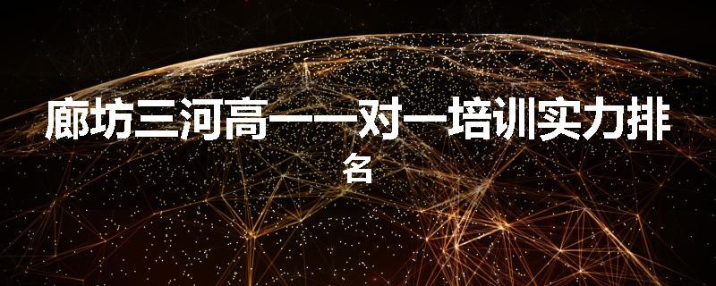 廊坊三河高一一对一培训实力排名