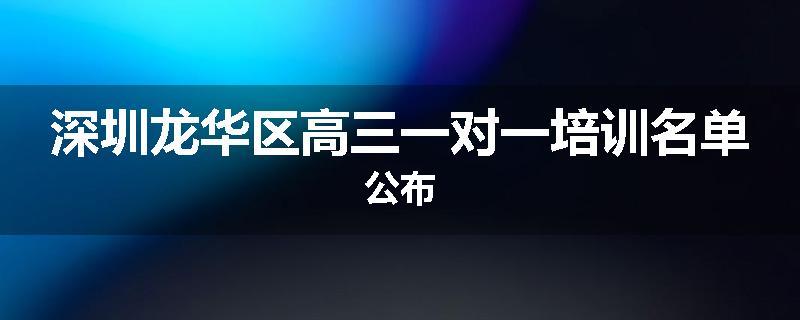 深圳龙华区高三一对一培训名单公布