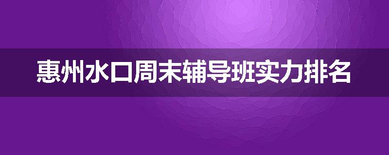 惠州水口周末辅导班实力排名