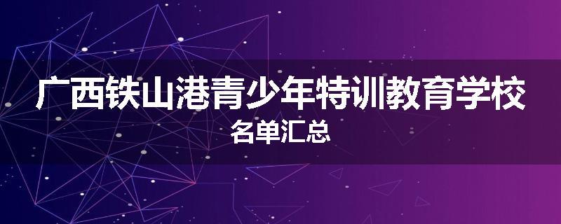 广西铁山港青少年特训教育学校名单汇总