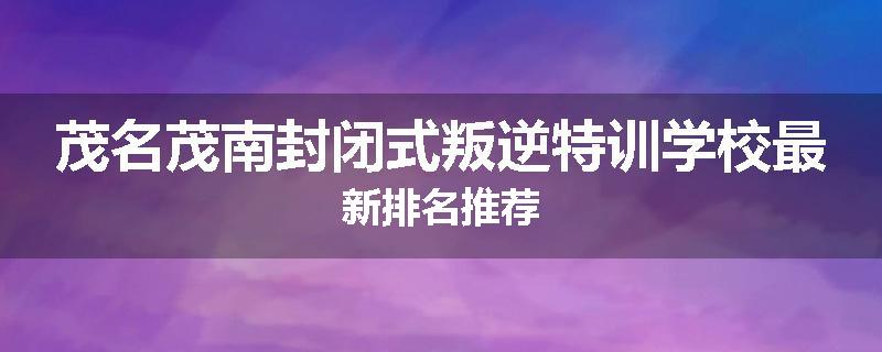 茂名茂南封闭式叛逆特训学校最新排名推荐