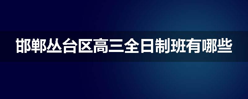 邯郸丛台区高三全日制班有哪些