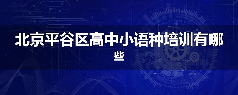 北京平谷区高中小语种培训有哪些