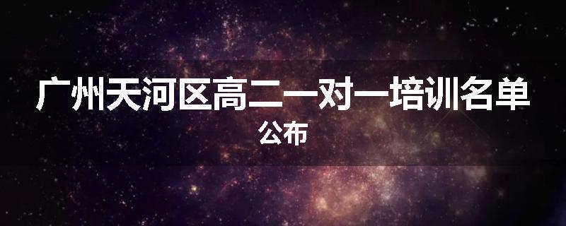 广州天河区高二一对一培训名单公布