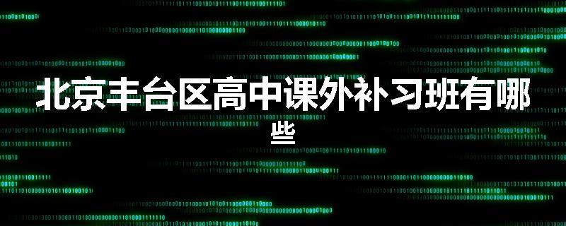 北京丰台区高中课外补习班有哪些