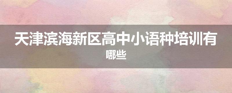 天津滨海新区高中小语种培训有哪些