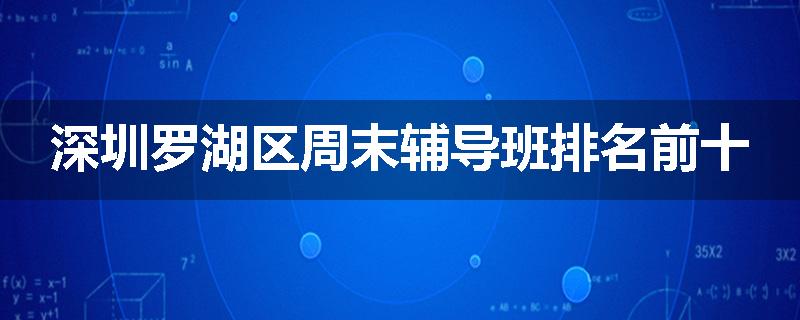 深圳罗湖区周末辅导班排名前十
