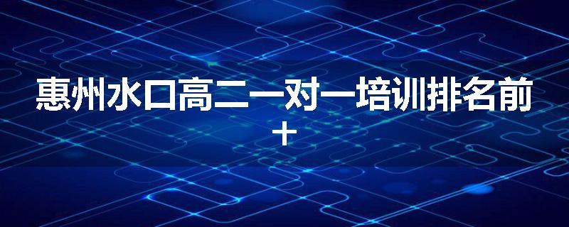 惠州水口高二一对一培训排名前十