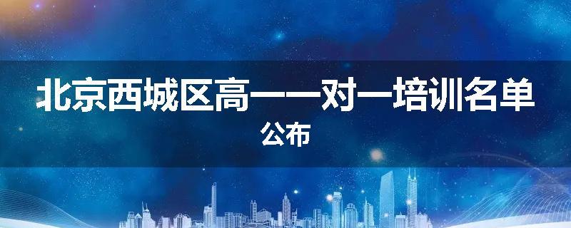 北京西城区高一一对一培训名单公布