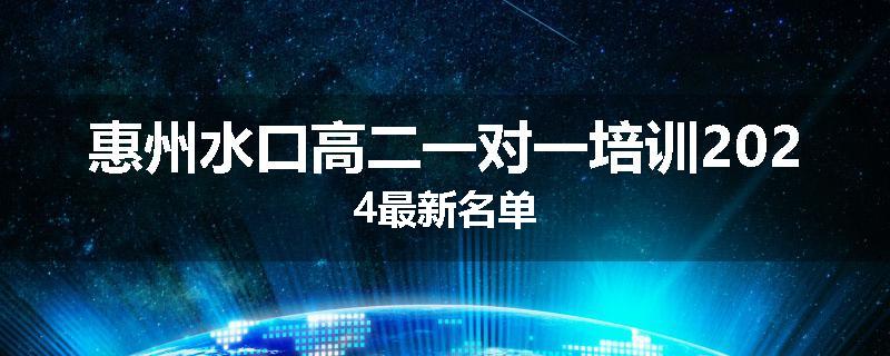 惠州水口高二一对一培训2024最新名单