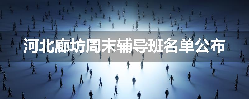 河北廊坊周末辅导班名单公布