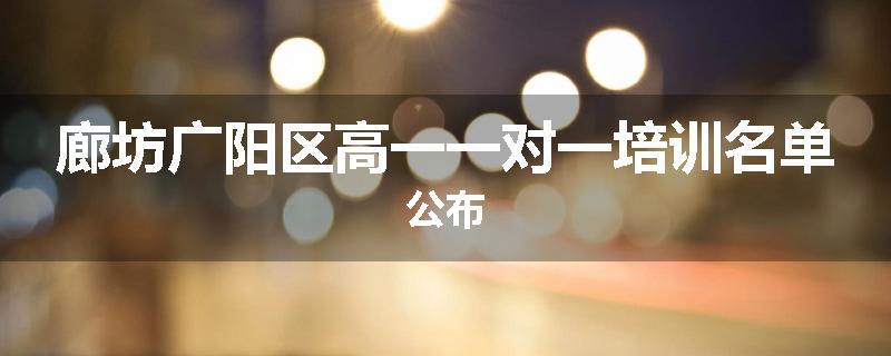 廊坊广阳区高一一对一培训名单公布