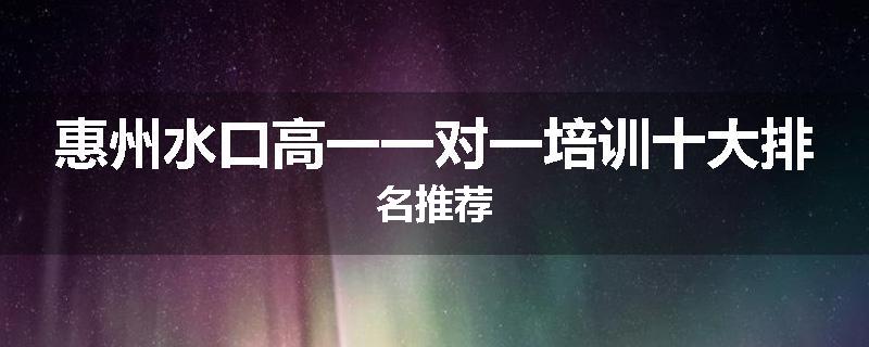 惠州水口高一一对一培训十大排名推荐