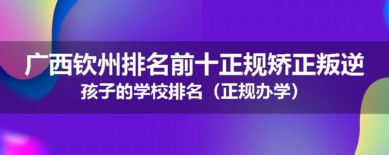广西钦州排名前十正规矫正叛逆孩子的学校排名（正规办学）