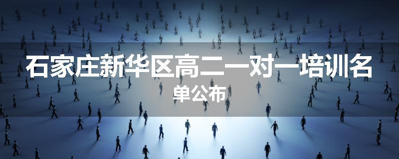 石家庄新华区高二一对一培训名单公布