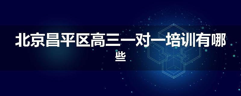 北京昌平区高三一对一培训有哪些