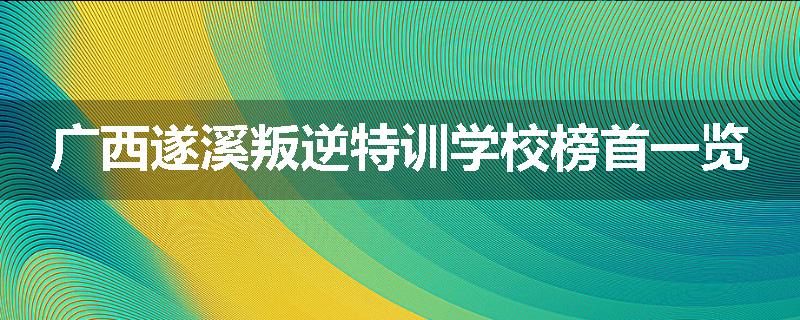 广西遂溪叛逆特训学校榜首一览