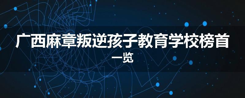 广西麻章叛逆孩子教育学校榜首一览