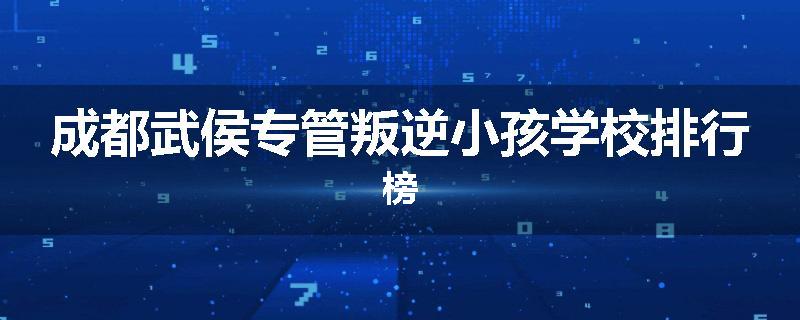 成都武侯专管叛逆小孩学校排行榜