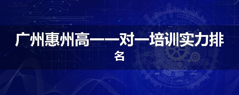 广州惠州高一一对一培训实力排名